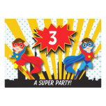 Twins Superhero Birthday Personalised Invitations