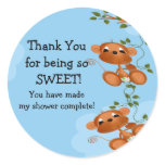 Twins Thank You Monkey Baby Shower Sticker