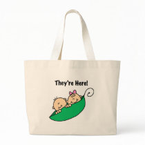 Twins They're Here Tote Bags