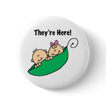 Twins They're Here Pin