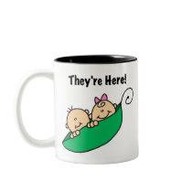 Twins They're Here Coffee Mugs