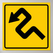 Twisted Road Ahead Highway Sign Posters