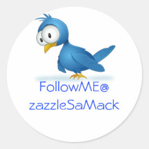 Twitter Follow Me @ Your User Name Round Stickers