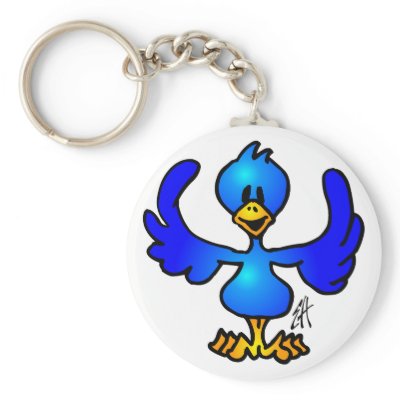 Twittering blue Bird Keychain by cardvibes
