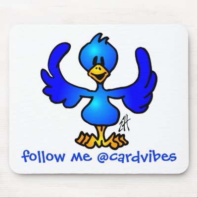Twittering blue Bird Mouse Pad by cardvibes