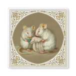 Two Anthropomorphic White Mice Reading Paper Refrigerator Magnet