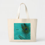 Two Aqua Peacock Feathers Bag