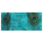 Two Aqua Peacock Feathers Wedding Program Customized Rack Card