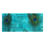 Two Aqua Peacock Feathers Wedding Program Customized Rack Card