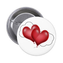 Two Balloon Hearts With Cloud Pinback Button