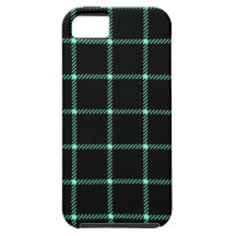 Two Bands Small Square - Aquamarine on Black iPhone 5 Cases