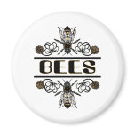 two bees with clover trans1 refrigerator magnet