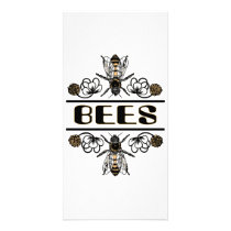 two bees with clover trans1 photo greeting card