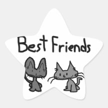 Two Best Friend Cats Star Sticker