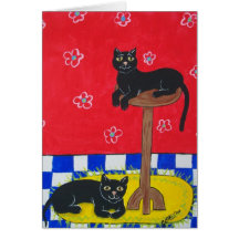 Two Black Cats Card