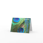 Two Blue Peacock Feathers Wedding Thank You Cards