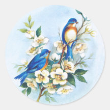 Two Bluebirds Round Sticker