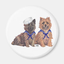 Two Cairn Terrier Sailors Fridge Magnet