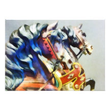 Two Carousel Horses Closeup Custom Invitation