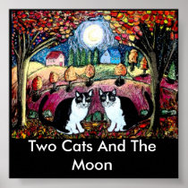 Two Cats And The Moon