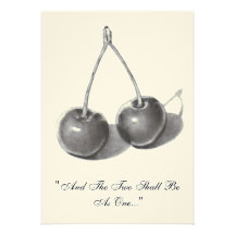 TWO CHERRIES: PENCIL: WEDDING INVITATION