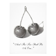 TWO CHERRIES: PENCIL: WEDDING INVITATION