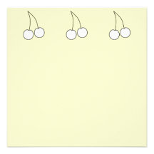Two Cherries. White with Black Outline. Personalized Invitations
