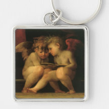 Two Cherubs Reading by Rosso Fiorentino Key Chain