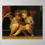 Two Cherubs Reading by Rosso Fiorentino Posters
