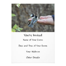Two Chickadees on a Hand Personalized Invitation