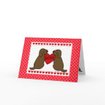 Two Chocolate Labs with Love Cartoon Greeting Card