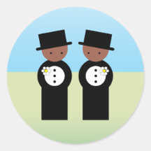 Two colored grooms round stickers