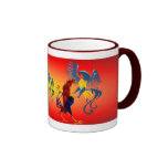 Two Colourful Fighting Roosters_Mugs