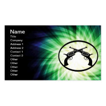 Two Crossed Pistols; Glowing Business Card Templates