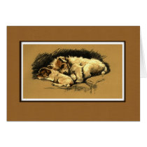 Two Cuddling Dogs Illustration cards