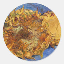 Two Cut Sunflowers, Vincent Van Gogh Round Sticker