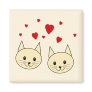Two Cute Amber Colour Cats with Red Hearts. Magnets