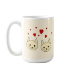 Two Cute Amber Colour Cats with Red Hearts. Coffee Mug