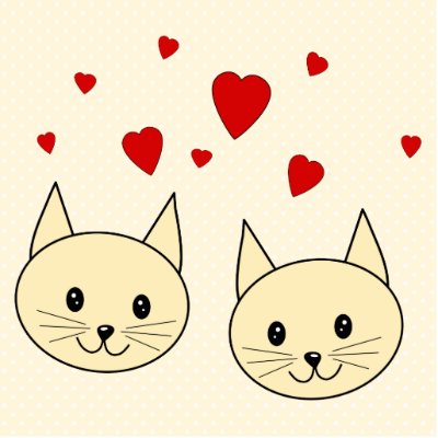 Two Cute Amber Colour Cats with Red Hearts. Photo Cutouts by Graphics_By_Metarla