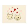 Two Cute Amber Colour Cats with Red Hearts. Post Cards