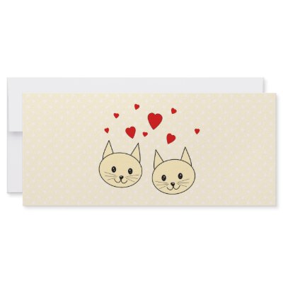 Two Cute Amber Colour Cats with Red Hearts. Customised Rack Card by Graphics_By_Metarla