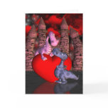 two cute dragons, one on a heart one looking up va card