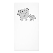 Two Cute Elephants. Cartoon. Customised Photo Card