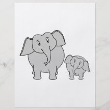 Two Cute Elephants. Cartoon. Flyer