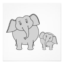 Two Cute Elephants. Cartoon. Personalized Announcement