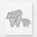 Two Cute Elephants. Cartoon. Mouse Mat