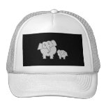 Two Cute Elephants. Cartoon on Black. Hat