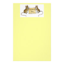 Two Cute Mice with Parchment Scroll Personalised Stationery
