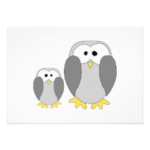 Two Cute Penguins. Cartoon. Custom Invitation