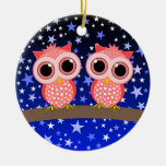 two cute pink owls ornaments